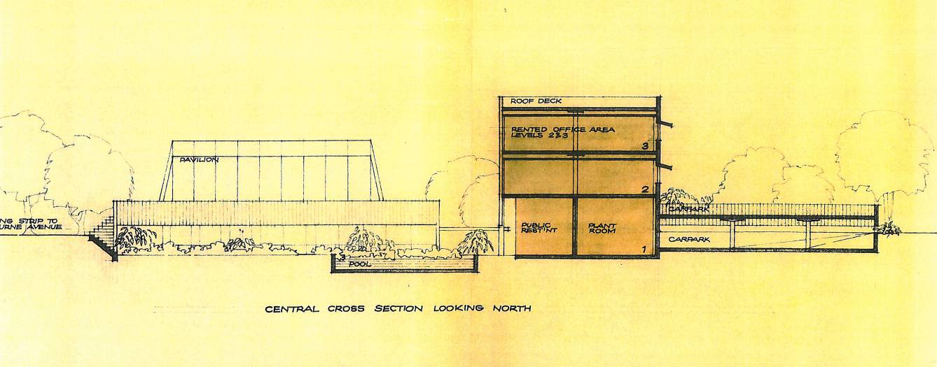Architectural section cut of Churchill House drawing