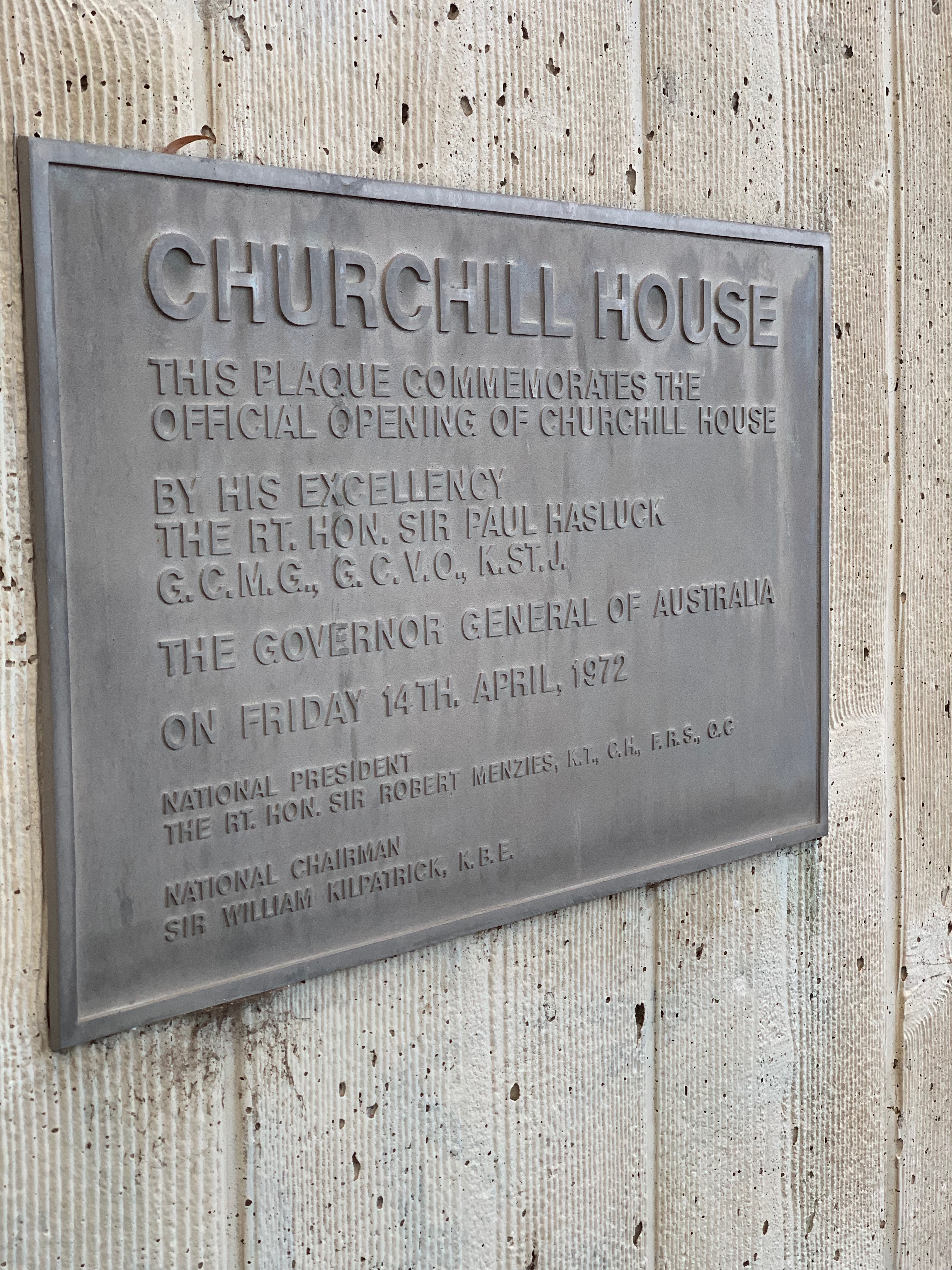 Image of Churchill House commemoration plaque